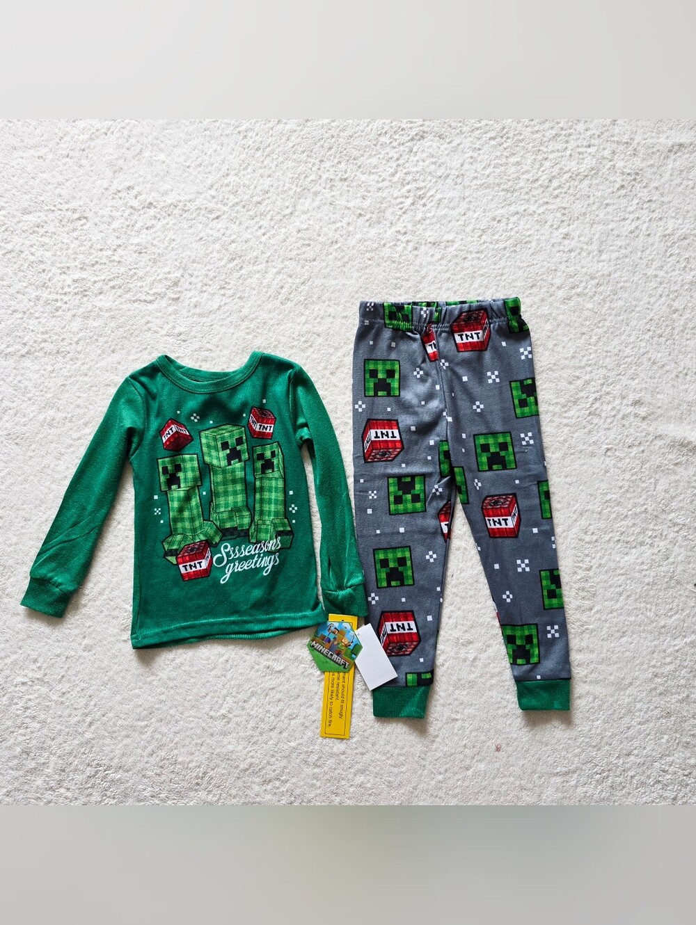 New boys 4t Minecraft Christmas Long Sleeve Top & Pants 2 piece sleep pajama set